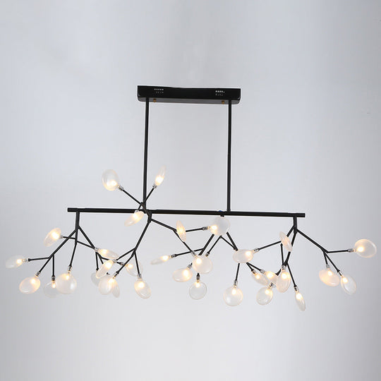 Firefly Led Island Pendant Light: Modern Acrylic Linear Lamp For Dining Room Ceiling Black