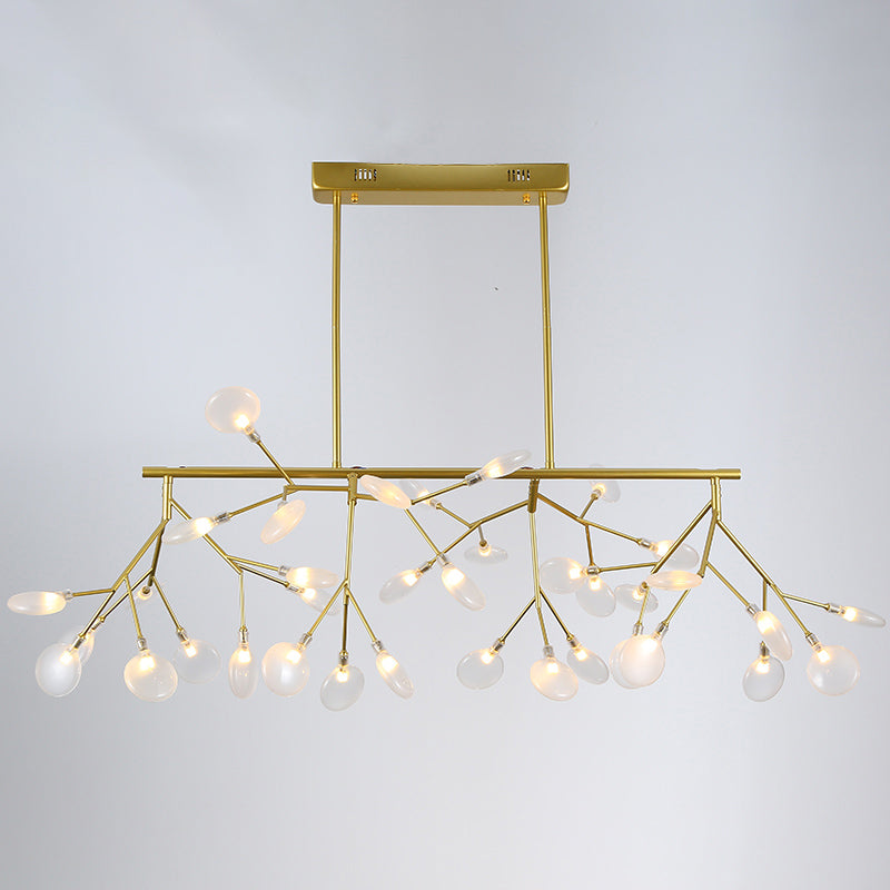 Firefly Led Island Pendant Light: Modern Acrylic Linear Lamp For Dining Room Ceiling Gold