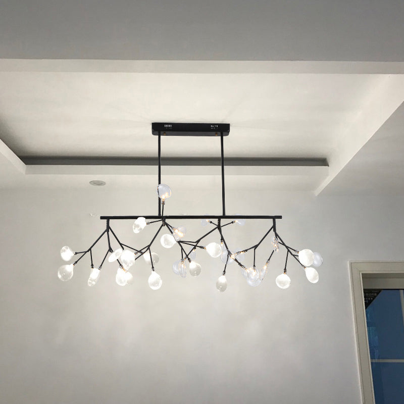 Firefly Led Island Pendant Light: Modern Acrylic Linear Lamp For Dining Room Ceiling