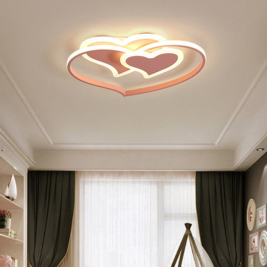 Nordic Aluminum Heart Shaped Flush Mount Ceiling Light Pink - Ideal For Girls Room / 16.5 White