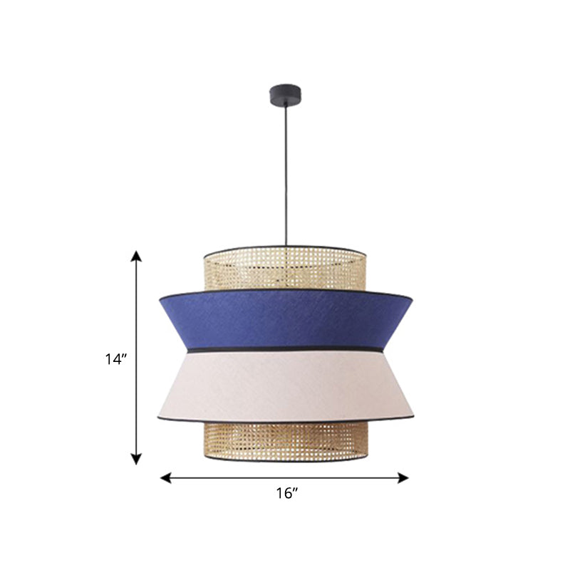 Hollowed-Out Nordic Bamboo Suspension Lamp For Dining Room - 1-Light Fixture Blue / 16