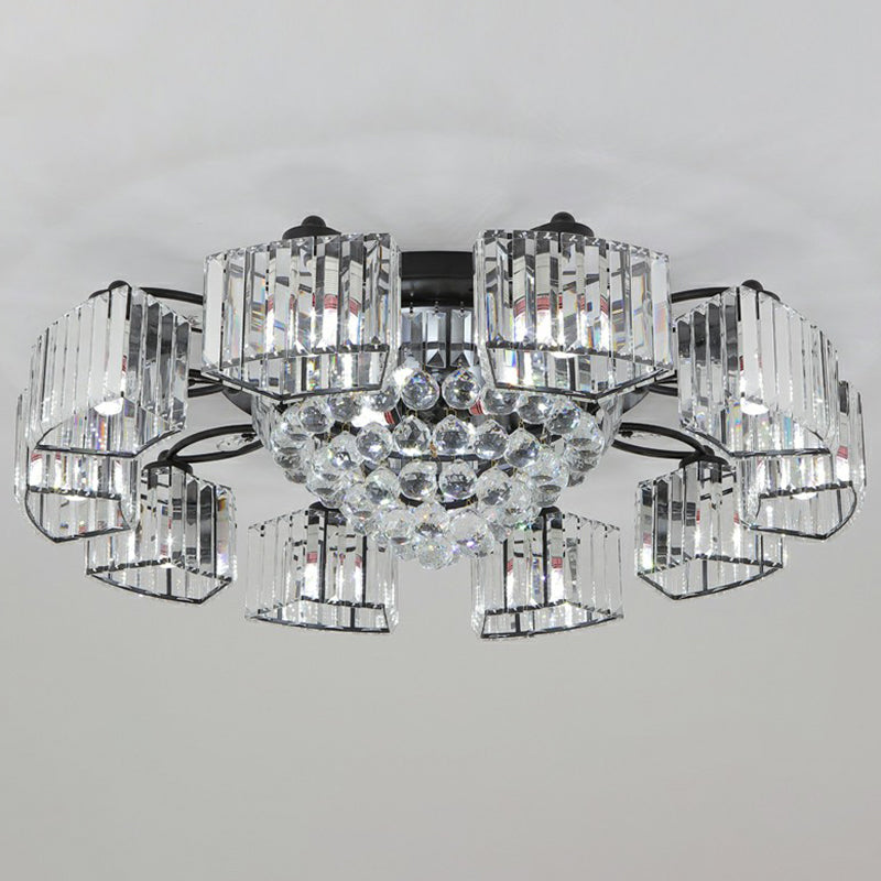 Minimalist Black Prismatic Crystal Bedroom Ceiling Lamp - Semi Mount Lighting 14 /