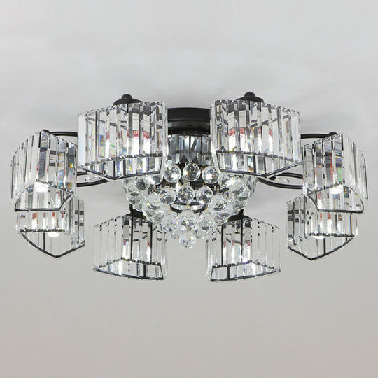 Minimalist Black Prismatic Crystal Bedroom Ceiling Lamp - Semi Mount Lighting 11 /