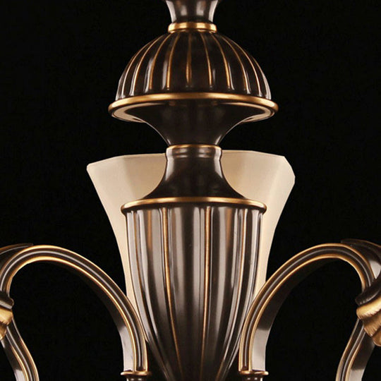 Scalloped Black and Brass Pendant Light with Crystal Deco - Traditional Dining Room Chandelier