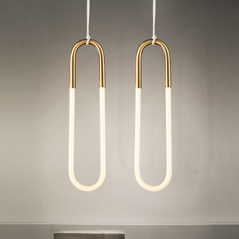 Maria - Oval Acrylic Drop Pendant Gold Hanging Ceiling Light