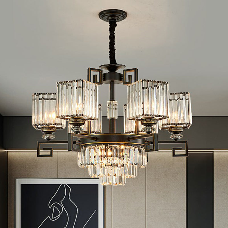 Prismatic Crystal Vintage Square Chandelier In Black - Ceiling Suspension Lamp 9 /