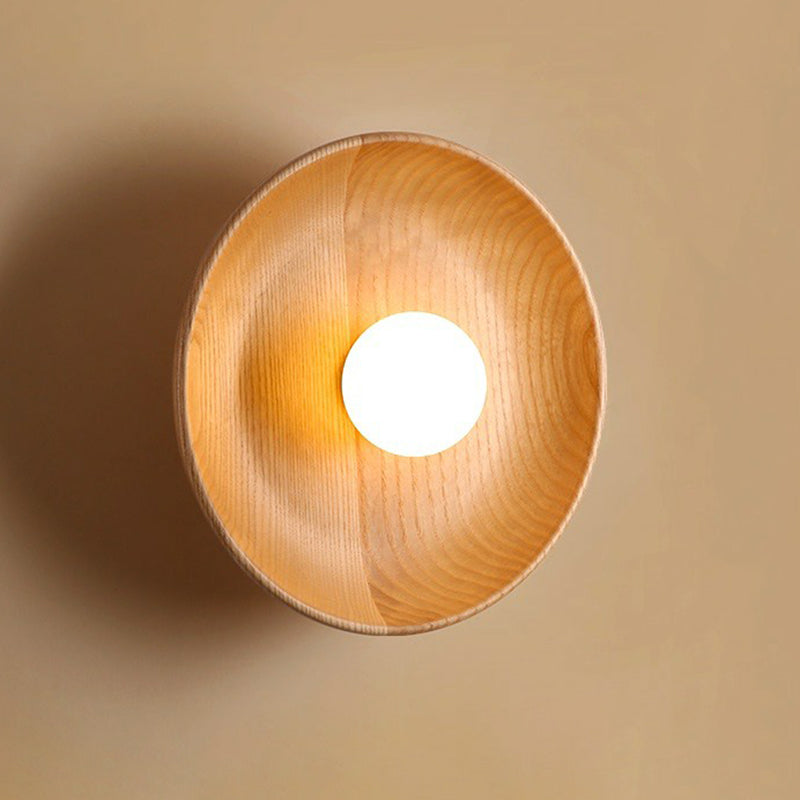 Wooden Tray-Style Wall Sconce - Minimalist 1 Head Light Fixture For Living Room Wood