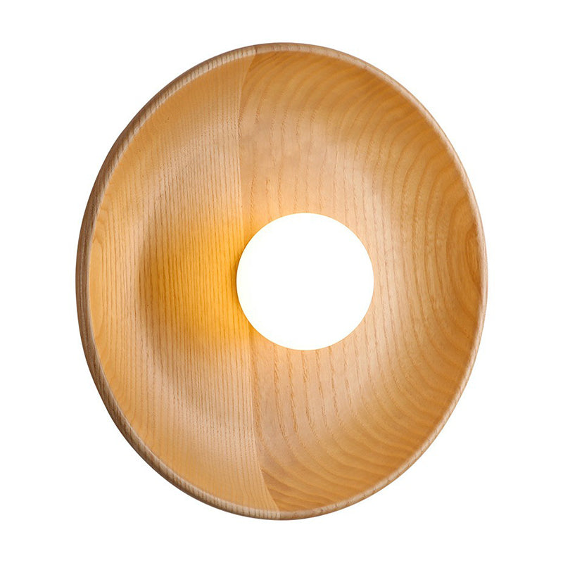Wooden Tray-Style Wall Sconce - Minimalist 1 Head Light Fixture For Living Room