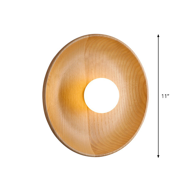 Wooden Tray-Style Wall Sconce - Minimalist 1 Head Light Fixture For Living Room