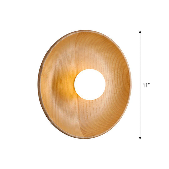 Wooden Tray-Style Wall Sconce - Minimalist 1 Head Light Fixture For Living Room