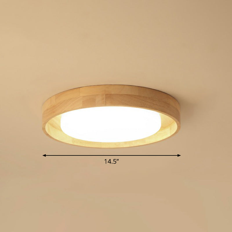 Ultrathin Round Wooden Nordic Led Ceiling Light - Flushmount For Bedroom Wood / 14.5