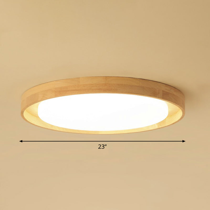 Ultrathin Round Wooden Nordic Led Ceiling Light - Flushmount For Bedroom Wood / 23
