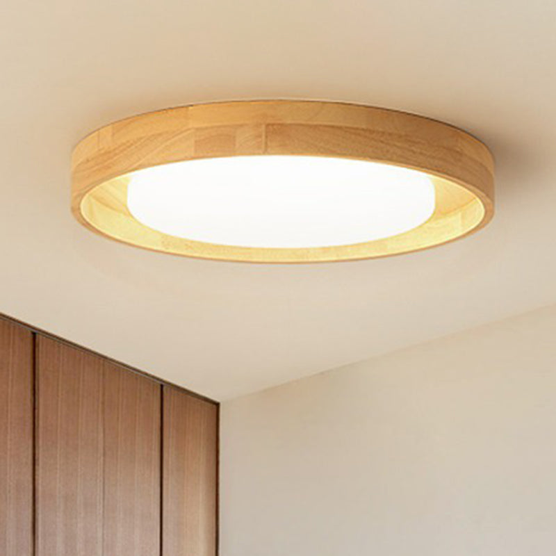 Ultrathin Round Wooden Nordic Led Ceiling Light - Flushmount For Bedroom