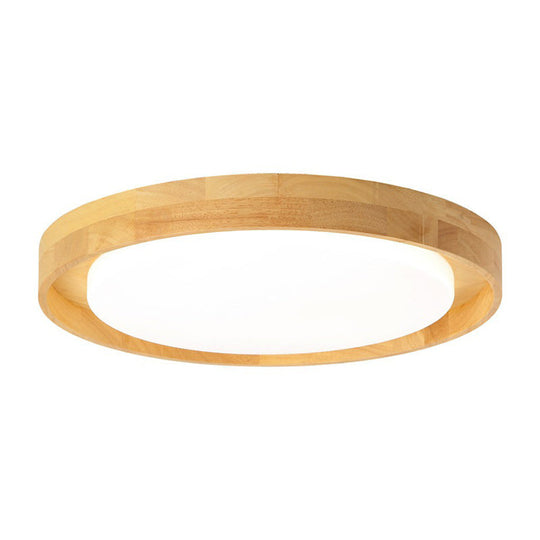 Ultrathin Round Wooden Nordic Led Ceiling Light - Flushmount For Bedroom
