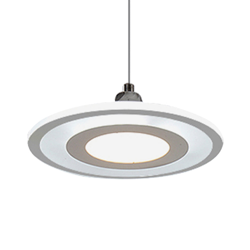 Contemporary Led Drop Pendant With White Acrylic Shade - Warm/White Light