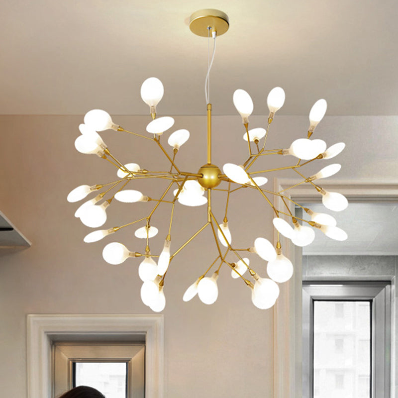 Gold Acrylic Firefly Chandelier: Nordic Style Led Pendant Lamp For Restaurants