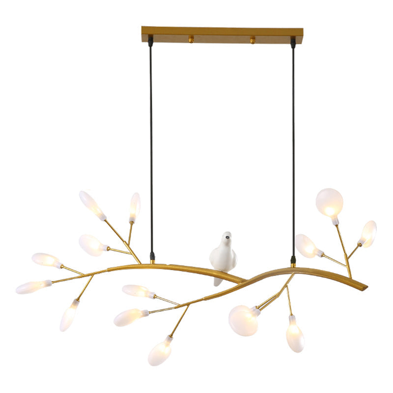 Postmodern Metal Island Light With Bird And 15-Head Hanging Lamp For Restaurants