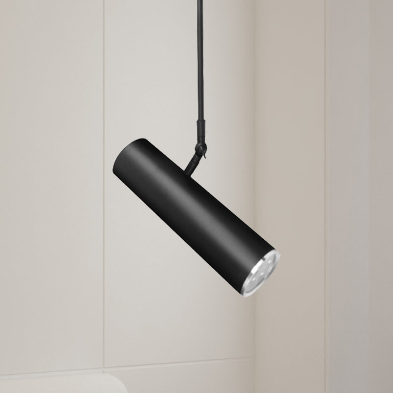 Rylee - Black Cylinder Led Hanging Light Metal Simple Style Pendant With Adjustable Joint In