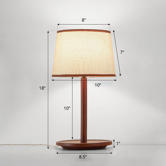 Simplicity Shaded Table Lamp: Fabric Shade 1-Light Night Light For Bedroom With Wooden Base Brown /