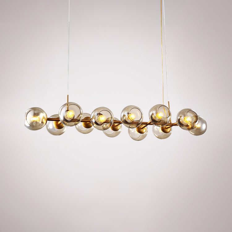 Radial Glass Chandelier - Modern Black/Gold Suspension Lamp (8/12 Lights)