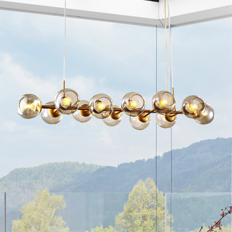Radial Glass Chandelier - Modern Black/Gold Suspension Lamp (8/12 Lights)