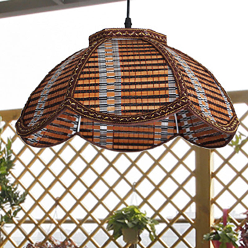 Chinese Bamboo Flower-Shaped Pendant Lamp: Brown/Beige Light Fixture For Bedroom Balcony Brown