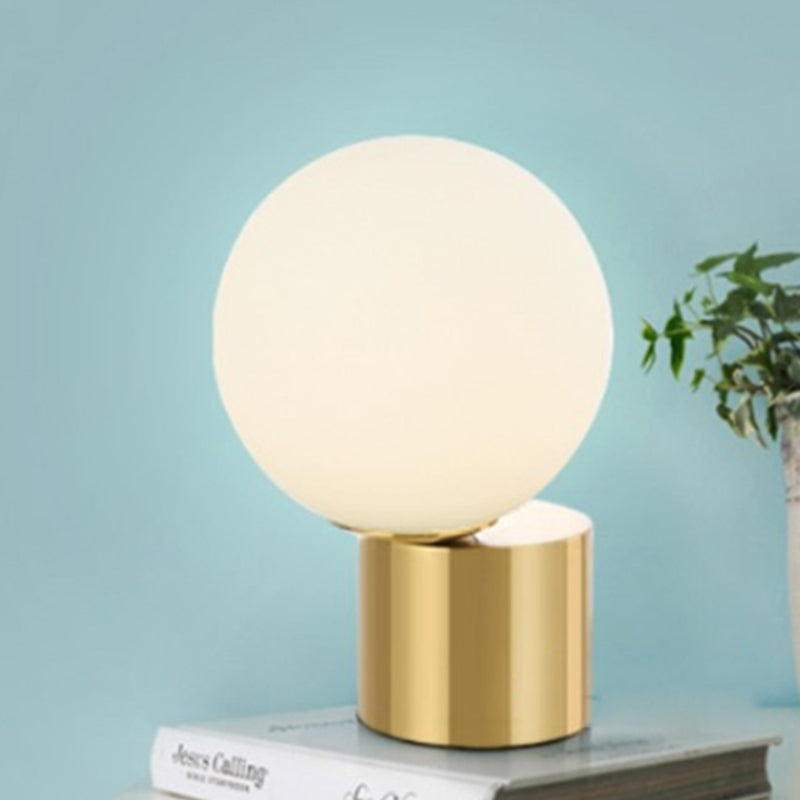 Frosted Glass Ball Table Lamp - Contemporary Stylish 1-Light Golden Lighting Gold