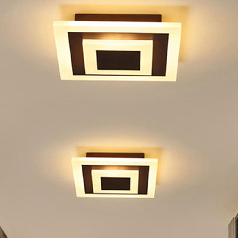 Modern Square Flush Acrylic Ceiling Light For Corridor Kitchen Coffee / Warm