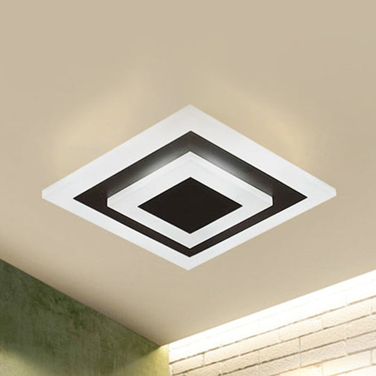 Modern Square Acrylic Led Flush Mount Ceiling Light - Stylish Lamp For Corridors And Kitchens Coffee