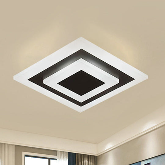 Modern Square Acrylic LED Flush Mount Ceiling Light - Stylish Lamp for Corridors and Kitchens, Coffee and White