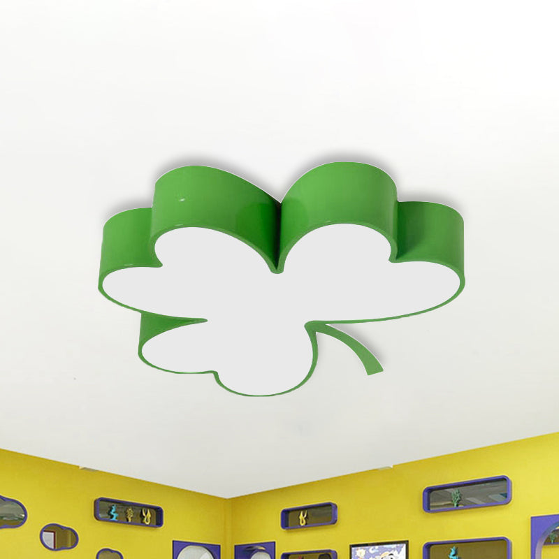 Lucky Clover Led Flush Mount Light - Modern Acrylic Ceiling Lamp For Kindergarten