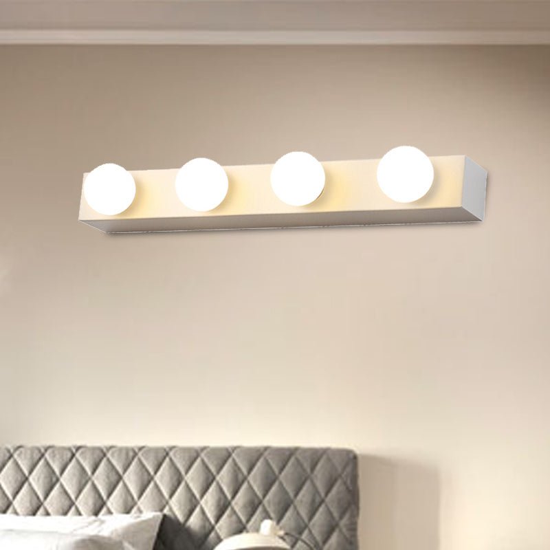 Minimalistic Black/White Finish Vanity Lighting Fixture Open Bulb 4/5 Heads Metal Wall Light For