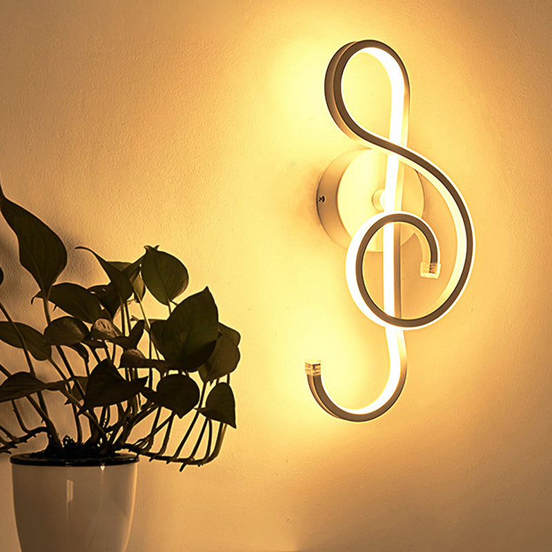 Modern Rhythm Shaped Bedroom Wall Sconce With Acrylic Led - Black/White Mount As Lamp Choose