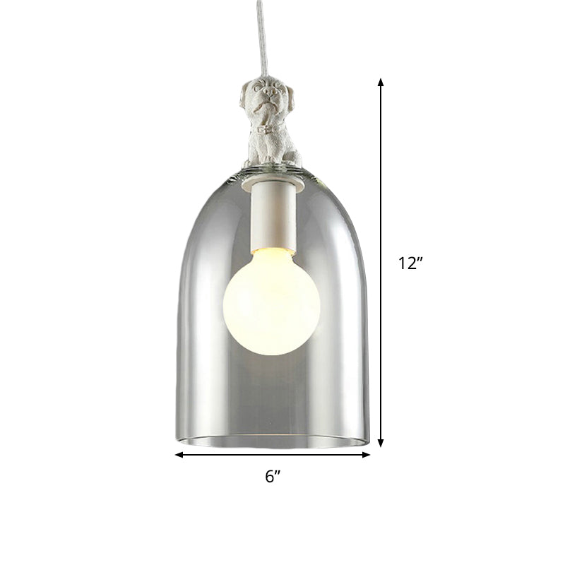 Modern White Glass Pendant Light With Bird Design - Transparent Hanging Lamp