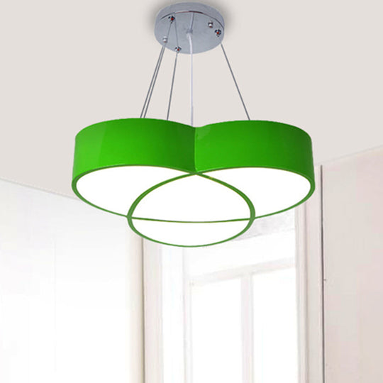 Flower Pendant Light - Creative Metal & Acrylic Lamp For Nursing Room Green / White
