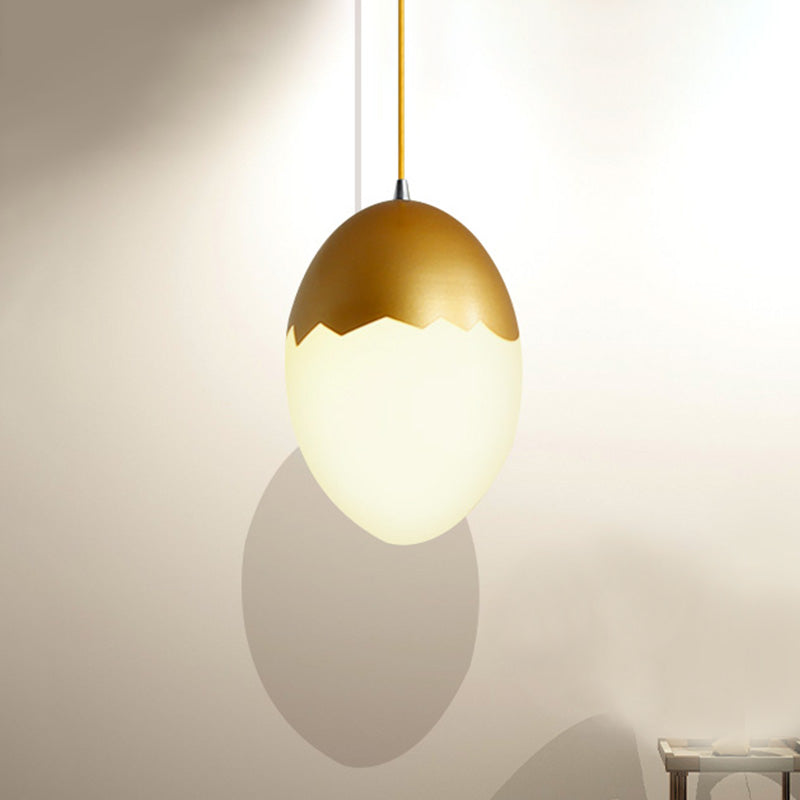 Sleek Eggshell Acrylic Metal Suspension Light For Modern Dining Rooms