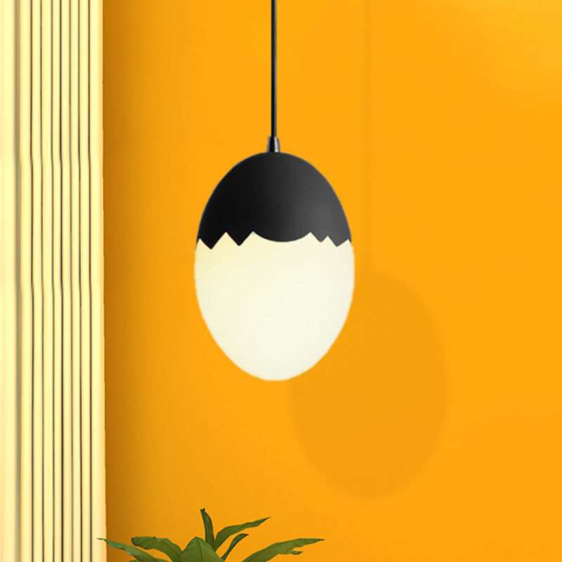Sleek Eggshell Acrylic Metal Suspension Light For Modern Dining Rooms Black