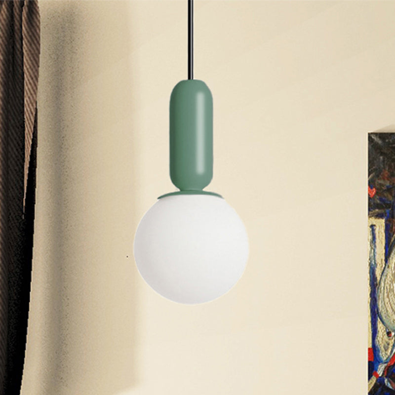 Nordic Bare Bulb Pendant Light For Study Room/Bedroom - Stylish 1 Head Hanging Lamp Green