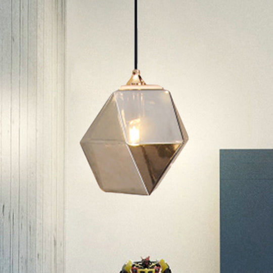 Modern Glass Geometric Pendant Light With Grey/Amber Blend - 1 Hanging Grey