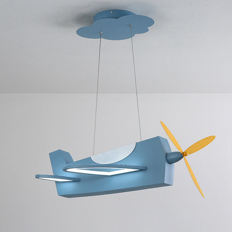 Creative Metal Led Classroom Pendant Light With Propeller Plane Design - Perfect For Kids Blue /