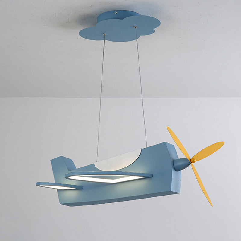 Creative Metal Led Classroom Pendant Light With Propeller Plane Design - Perfect For Kids