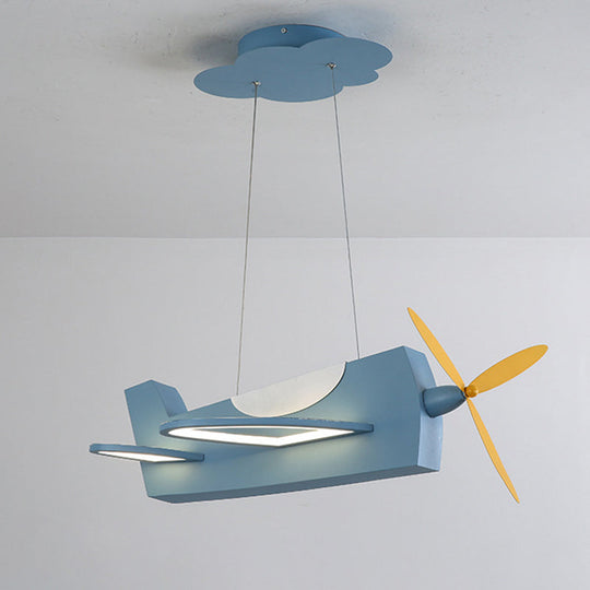Creative Metal Led Classroom Pendant Light With Propeller Plane Design - Perfect For Kids Blue /