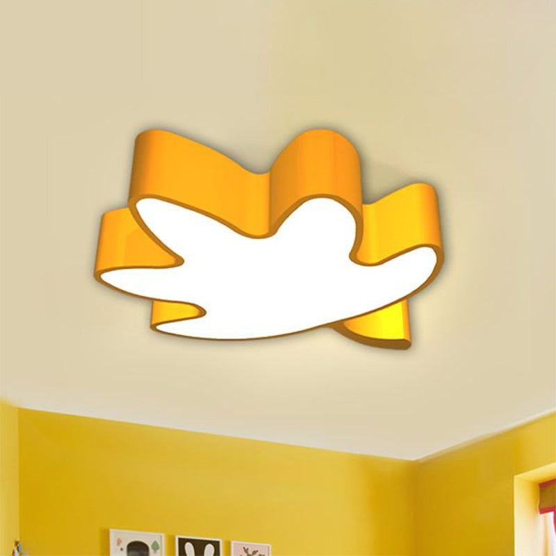 Maple Leaf Kindergarten Ceiling Lamp: Acrylic Cartoon Flush Mount Led Light Yellow / 18 White