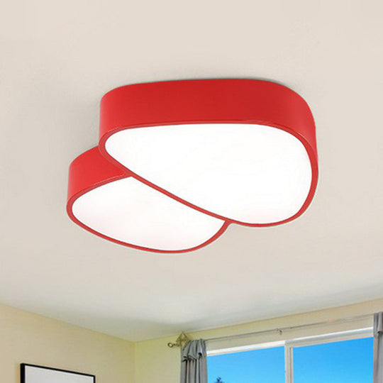 Kids Mushroom Led Flush Mount Ceiling Light With Creative Acrylic Surface Red / White