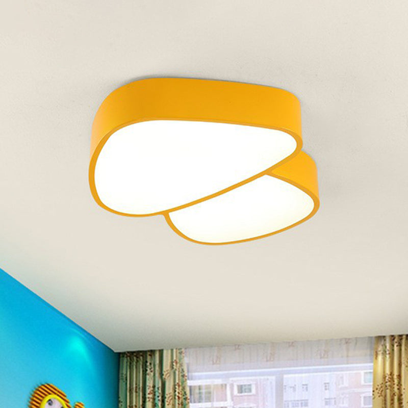 Kids Mushroom Led Flush Mount Ceiling Light With Creative Acrylic Surface Yellow / White