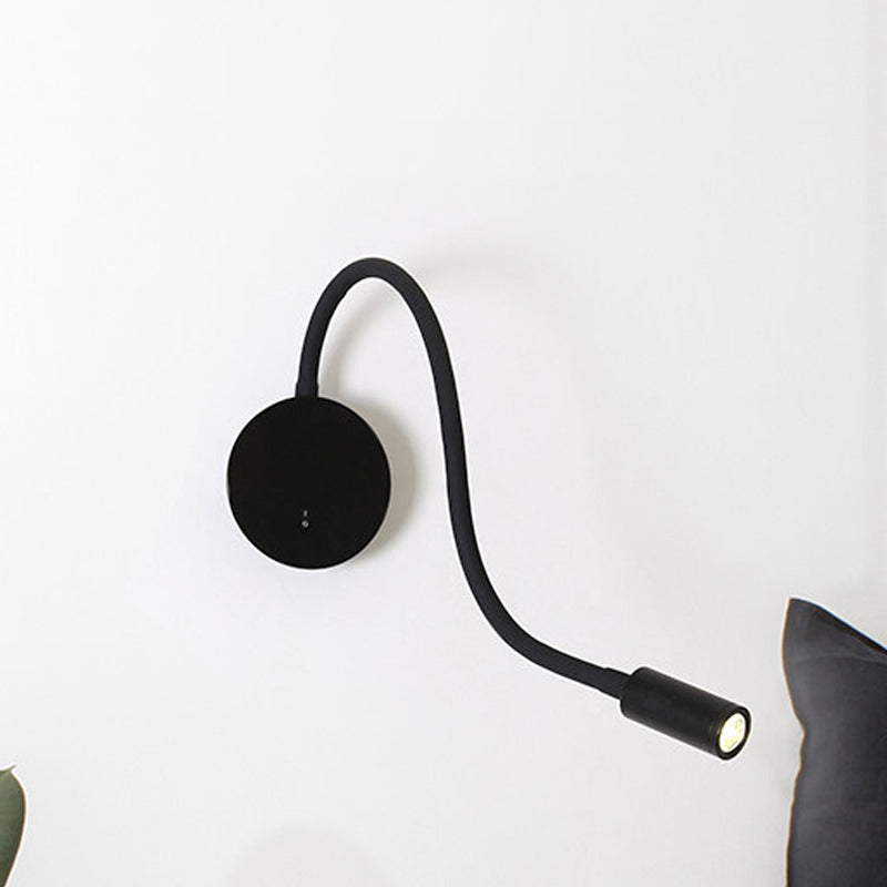 Silicone And Metal Led Adjustable Cylinder Reading Wall Light In Contemporary Black/White Design