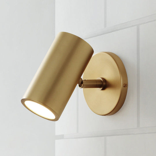 Tube Brass Spotlight Wall Light - Postmodern Metal Reading Lamp For Bedroom