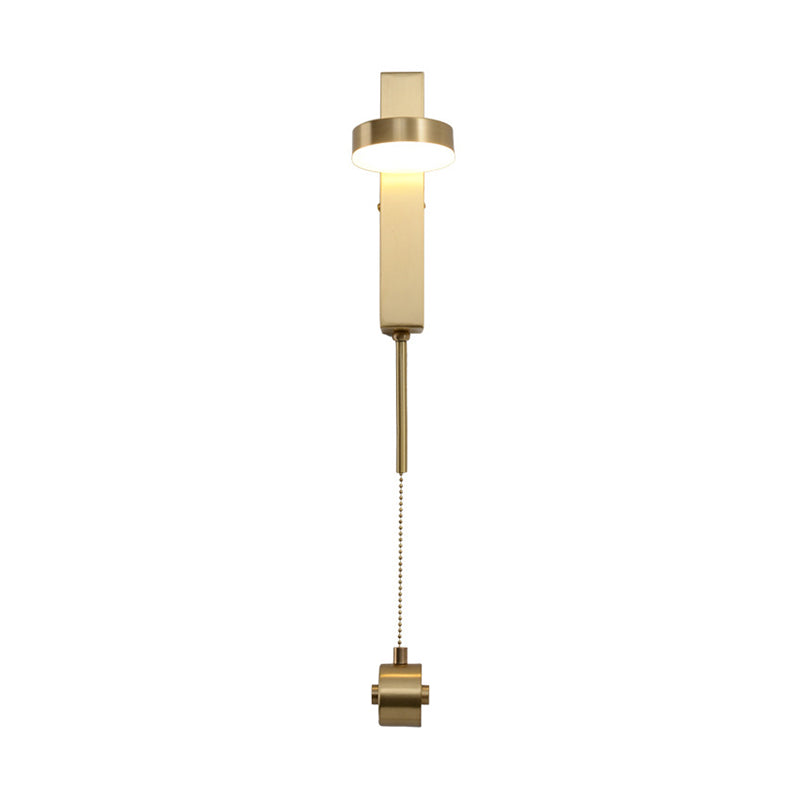 Minimalist L-Shaped Led Wall Sconce With Pull Chain For Living Room Lighting