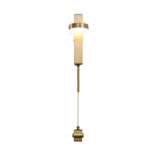 Minimalist L-Shaped Led Wall Sconce With Pull Chain For Living Room Lighting
