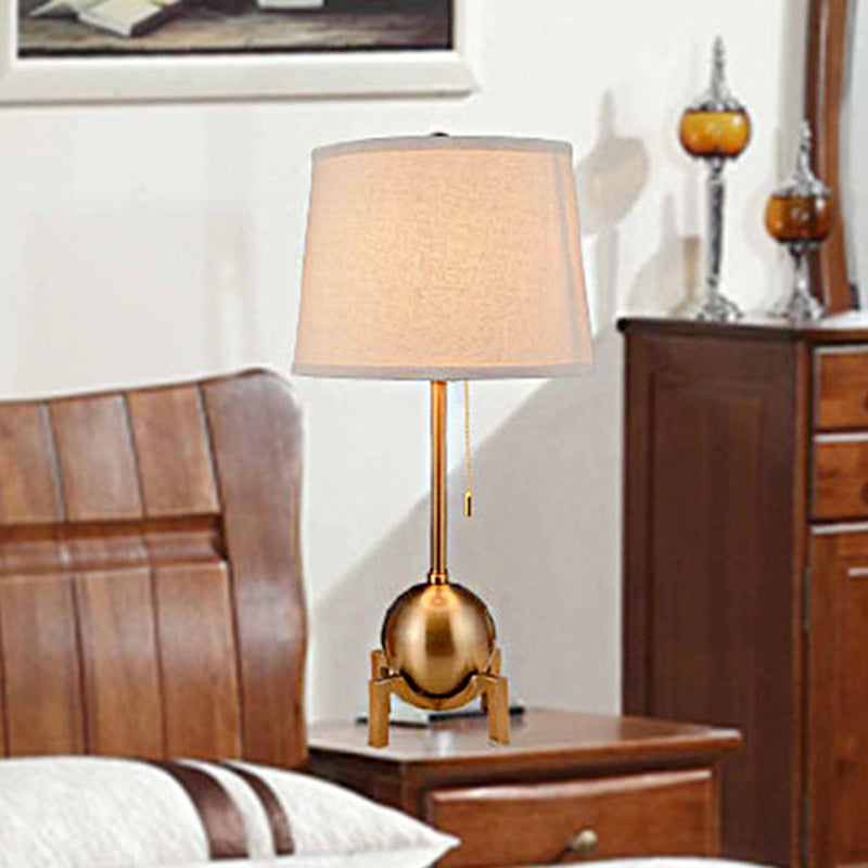 Bell Desk Lamp - Traditional Metal 1-Head White Reading Light With Global Base For Bedroom